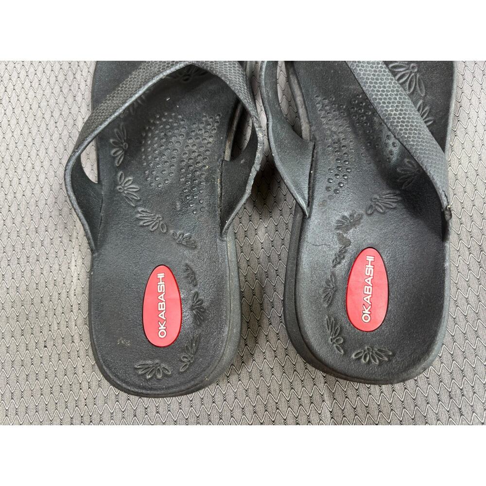 Okabashi Voyager Women's Flip Flops Sandals L (9.5-10.5) Black USA Made *READ - Picture 2 of 10